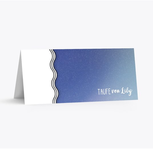 Taufe Tischkarte Schifffahrt Blauheller 100x44mm