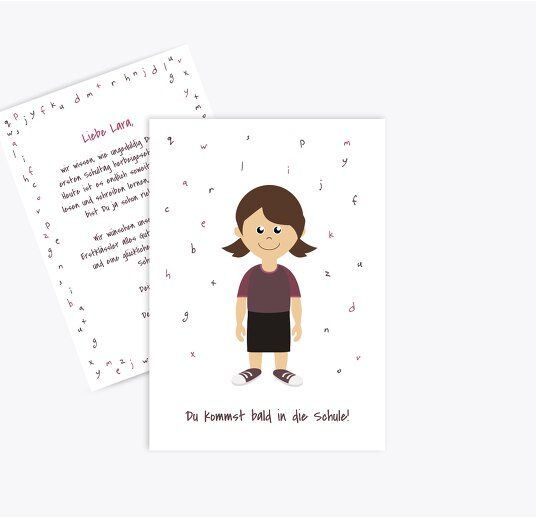 Glückwunschkarten Einschulung Mädchen Lila 105x148mm