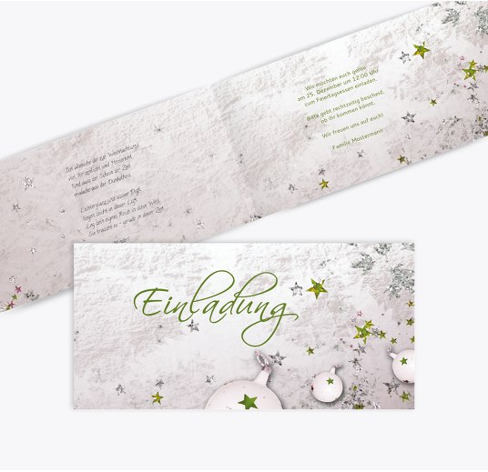 Einladung Sternenstaub Grasgruen 215x105mm