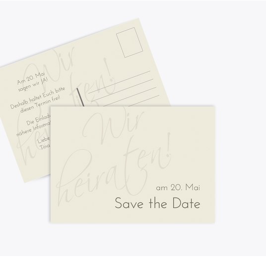 Save-the-Date Liebesbotschaft Beige 148x105mm
