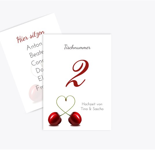 Tischnummer Kirsche WeinRot 105x148mm