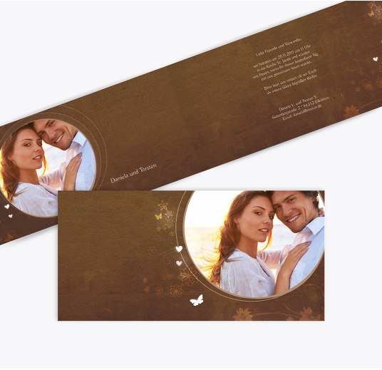 Hochzeit Einladung Din Liebeserfüllung braunmatsch 215x105mm