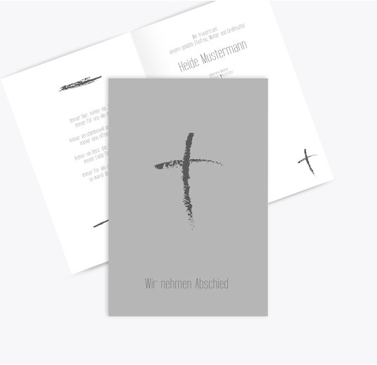 Trauerkarte Kreidekreuz Grau 114x170mm