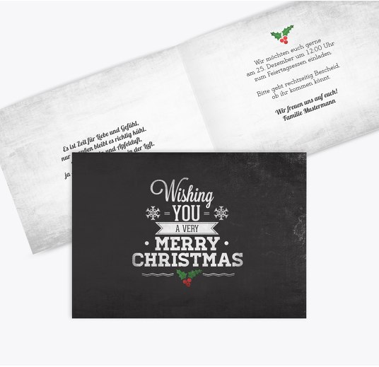 Einladung Merry Christmas Schwarz 148x105mm