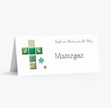 Tischkarte Florales Kreuz