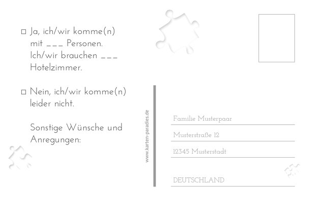 Ansicht 3 - Hochzeit Antwortkarte Puzzle