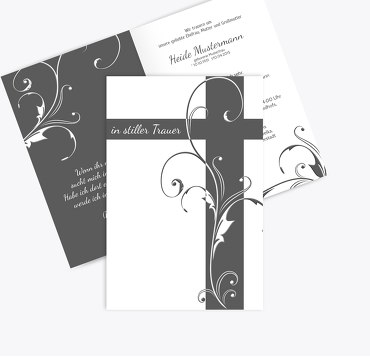 Trauerkarte Blumenkreuz