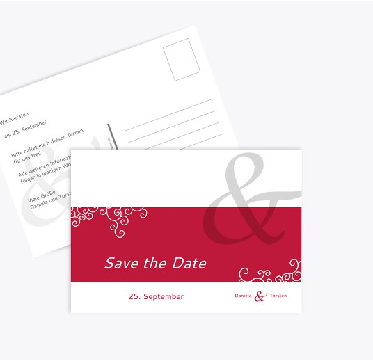 Save-the-Date Band der Liebe Rot 148x105mm