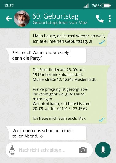 Ansicht 2 - Geburtstagseinladung Foto Chat 60