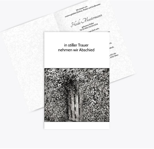 Trauerkarte Efeutür Weiß 114x170mm