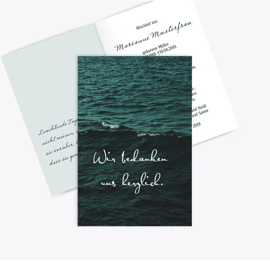 Dankeskarte In der Ferne Türkisblaukräftig 114x170mm