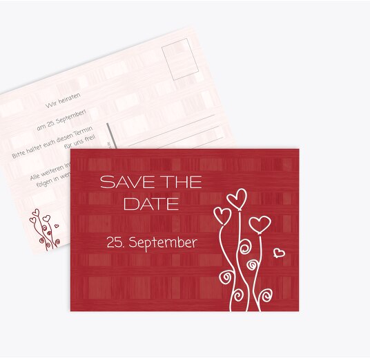 Hochzeit Save the Date Liebestraum WeinRot 148x105mm
