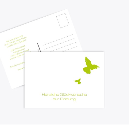 Glückwunschkarte Firmung Taube ApfelGrün 148x105mm