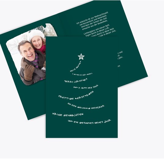 Foto Grußkarte Schriftbaum Türkispetroldunkel 105x148mm