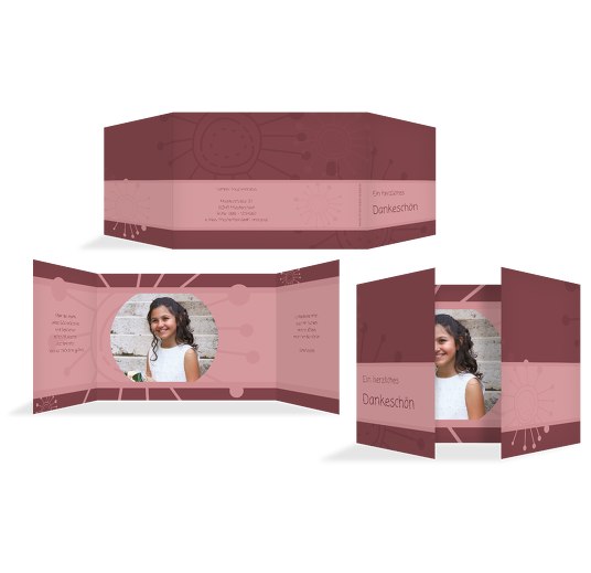 Konfirmation Dankeskarte Blumen HellRotMatt 148x105mm