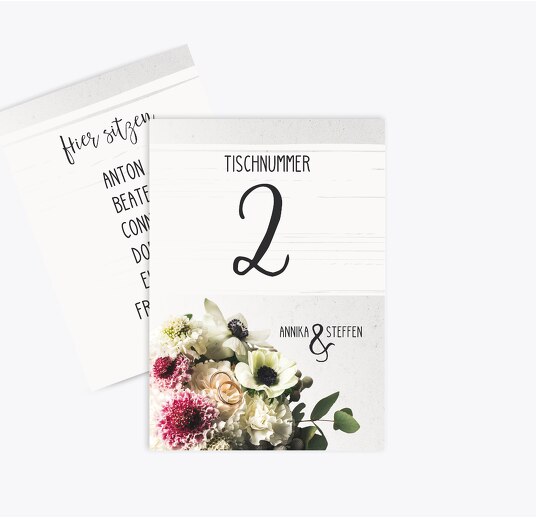 Tischnummer Bouquet Lilarosa 105x148mm