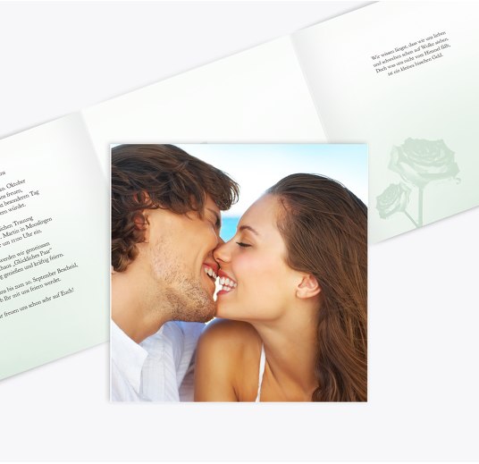 Hochzeit Einladung 3 Vermählung Hellgrün 145x145mm