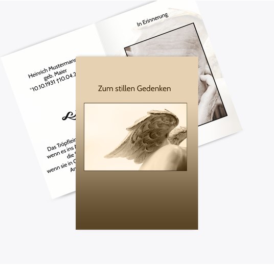 Sterbebildkarte Engel Trauerbeige 74x105mm