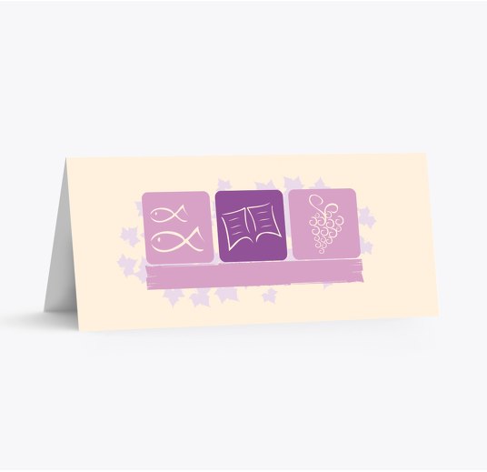 Firmung Tischkarte Blatt Lila 100x44mm