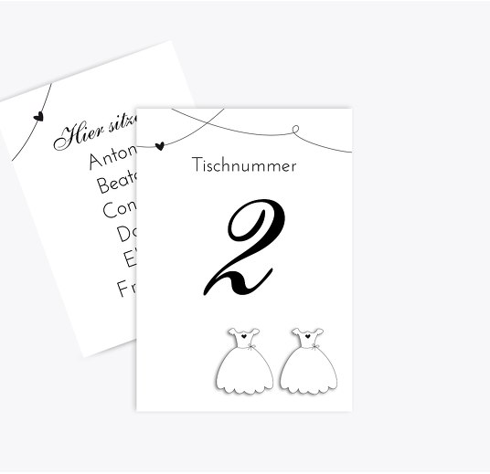 Tischnummer dresses Weiß 105x148mm