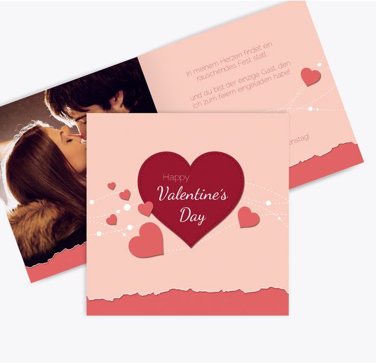 Valentinskarte Herzenswünsche WeinRot 145x145mm