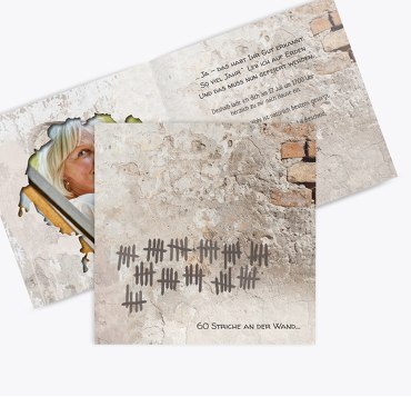 Einladung Foto Striche an der Wand 60