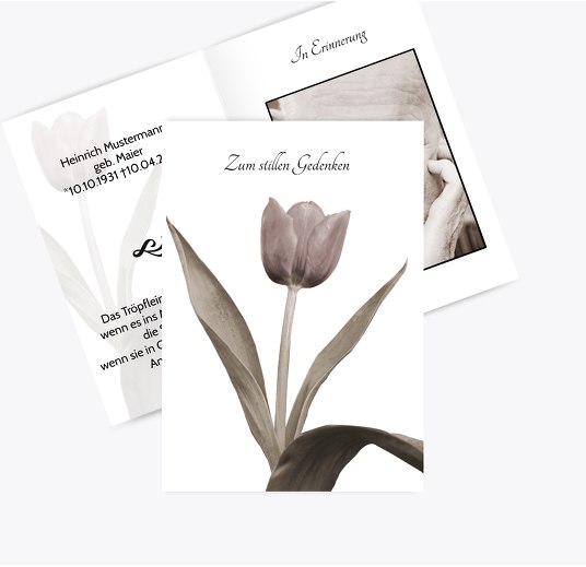 Sterbebildkarte Tulpe Weiß 74x105mm