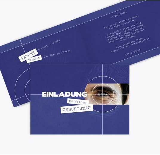 Geburtstagskarte Krimi Blau 148x105mm