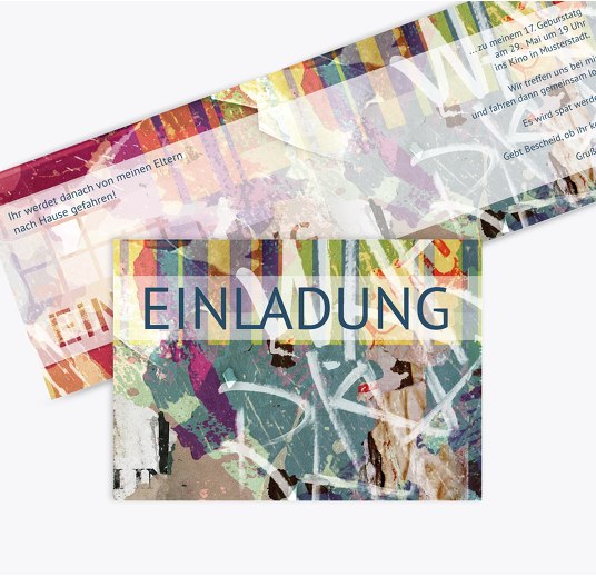 Einladung Jugendliche Graffiti DunkeltiefBlau 148x105mm