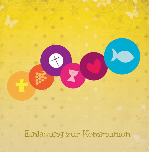 Ansicht 3 - Kommunionskarte bunte Elemente