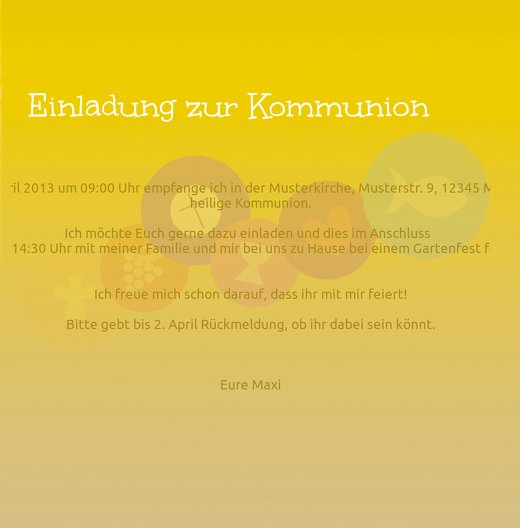 Ansicht 5 - Kommunionskarte bunte Elemente