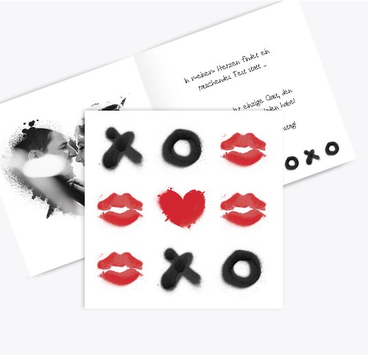 Valentinskarte xoxo Rot 145x145mm