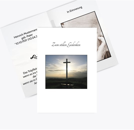 Sterbebildkarte Kreuz Weiß 74x105mm