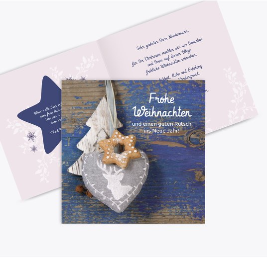 Grußkarte Deko Blau 145x145mm