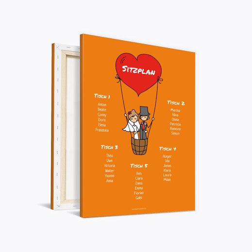 Sitzplan Comic Brautpaar Orange 400x600mm