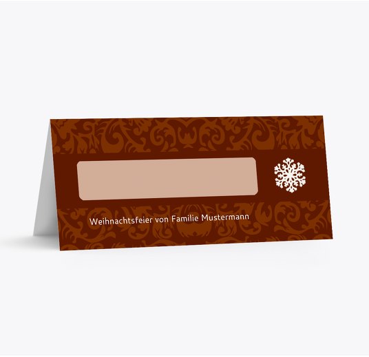 Tischkarte Flocke Dunkelrotbraun 100x44mm