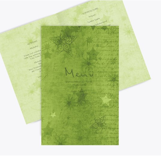 Menükarte Sternengrund Grasgruen 148x210mm