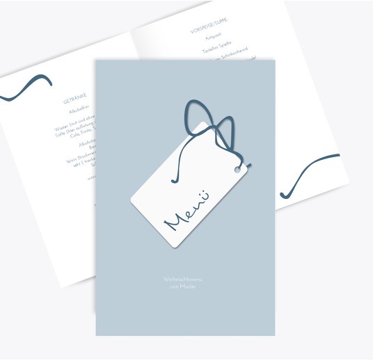 Menükarte Geschenkanhänger HellGrauBlau 148x210mm