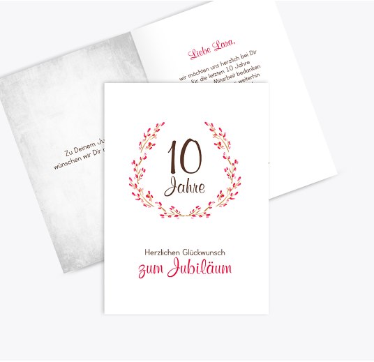 Jubiläumskarte Aquarell Kranz PinkLeuchtend 105x148mm