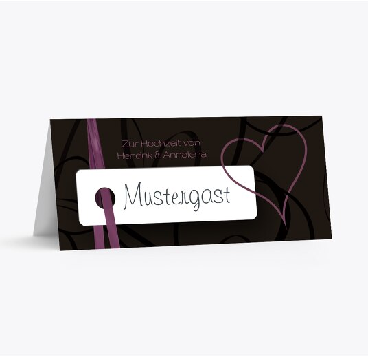 Hochzeit Tischkarte Band Lila 100x44mm