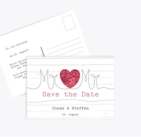 Save-the-Date Mr&Mr PinkLeuchtend 148x105mm