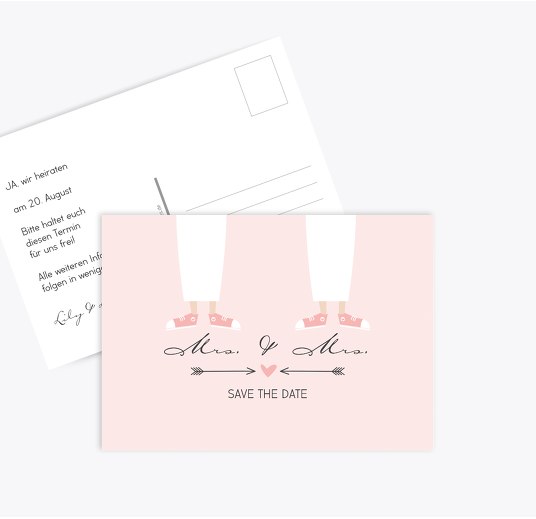 Save-the-Date Pärchen - Frauen Rosa 148x105mm