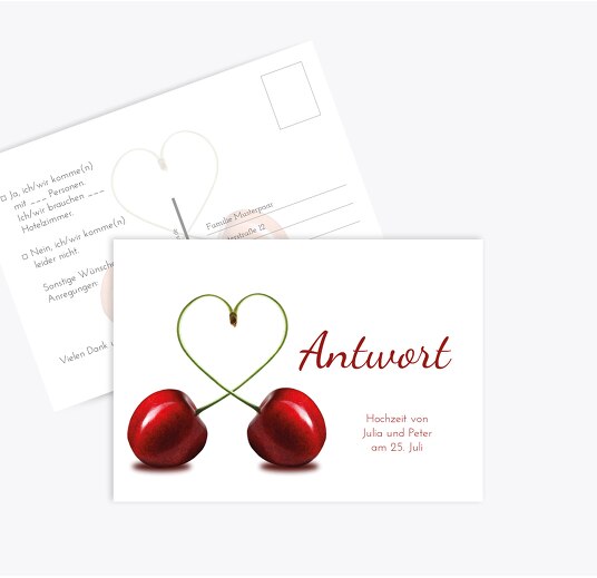 Hochzeit Antwortkarte Kirsche WeinRot 148x105mm