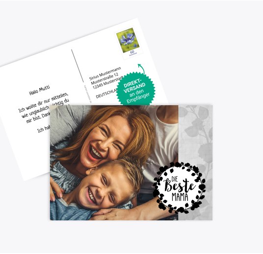 Fotospruchkarte Beste Mama Grau 148x105mm