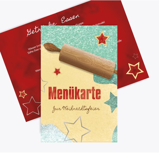 Menükarte Plätzchenteig PastellHellTürkis 148x210mm