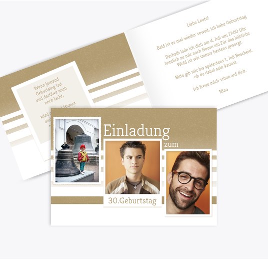 Geburtstagseinladung Fotostrecke 30 Hellbraun 148x105mm