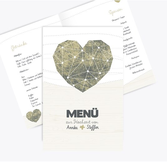 Hochzeit Menükarte Sternenbild Matschgruen 148x210mm