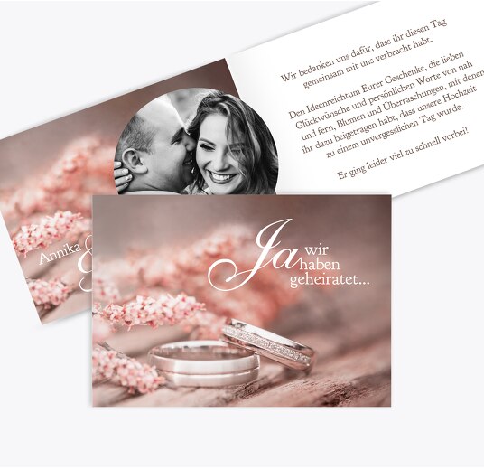 Hochzeit Dankeskarte Ringe DunkelMattRot 148x105mm