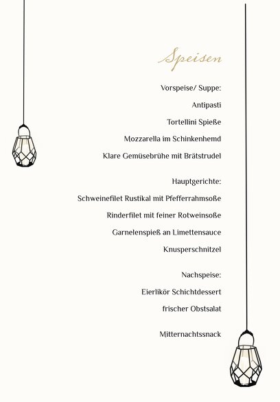 Ansicht 5 - Hochzeit Menükarte Vintage Laterne