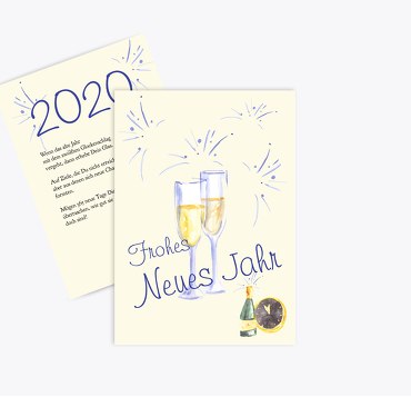 Neujahrskarte Sektanstoß